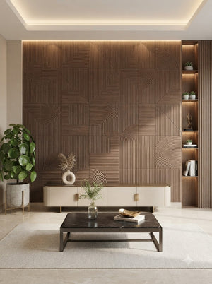 Modern 3D Walnut Fluted Decorative Wall Panel 2*2 (pack of 4)