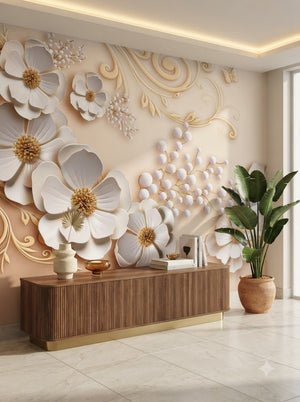 Customize Luxury 3D Floral Wallpaper ( pesting glue packet free inside )