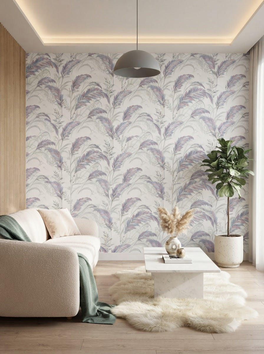 Premium wallpaper feather design with glitter work 57 SQFT( sticking glue packet free)