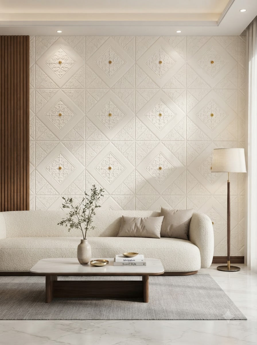 3D Self-Adhesive Foam Wall Panel -27 inch*27inch ( pack of 5 pc 25 Sqft)