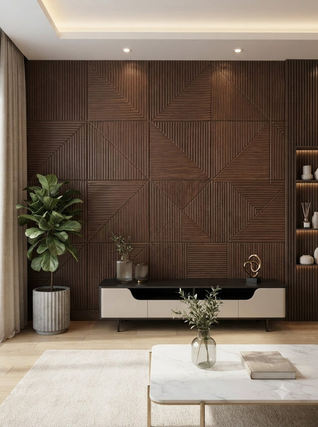Modern 3D Walnut Fluted Decorative Wall Panel 2*2 (pack of 4)