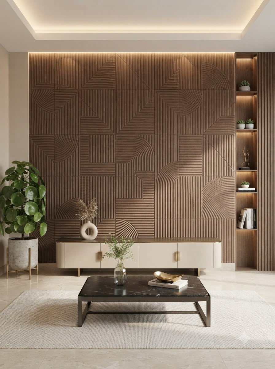 Modern 3D Walnut Fluted Decorative Wall Panel 2*2 (pack of 4)