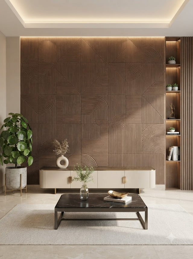 Modern 3D Walnut Fluted Decorative Wall Panel 2*2 (pack of 4)