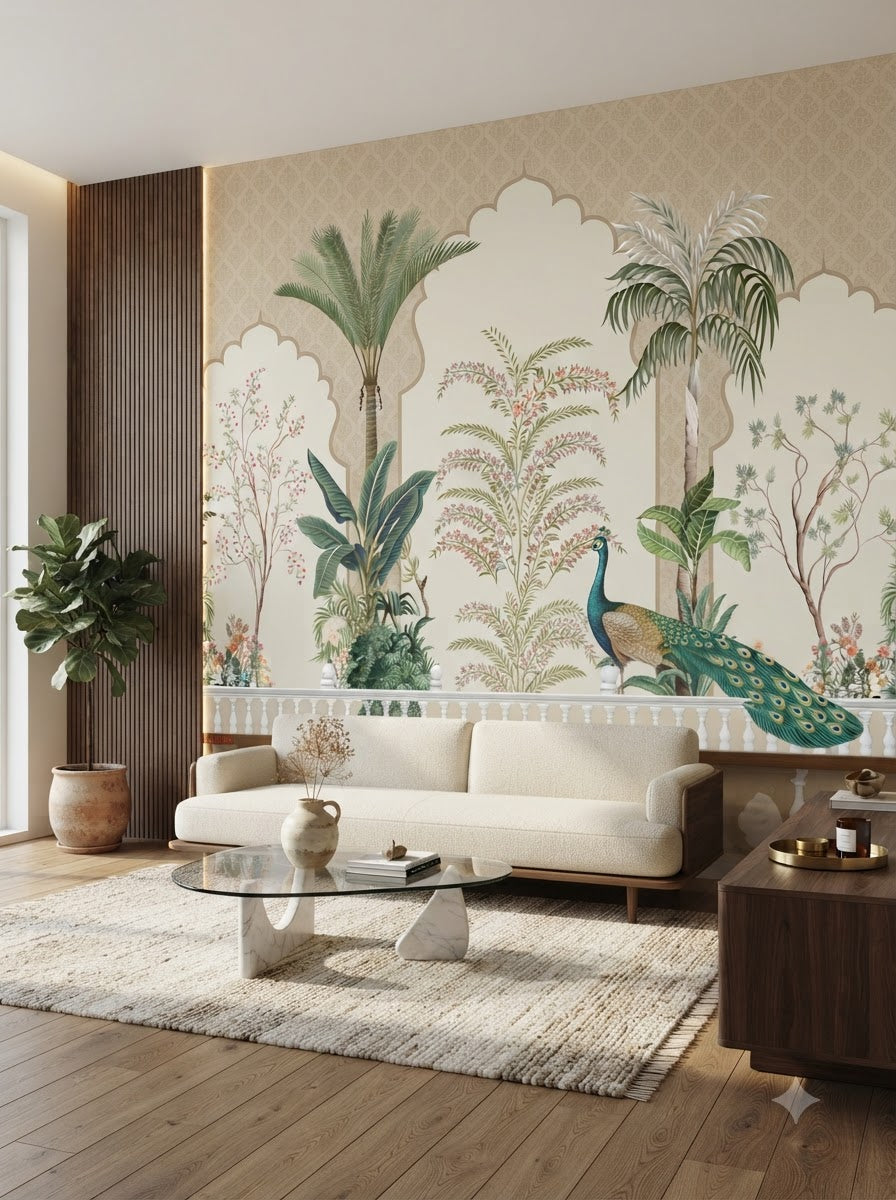 Customize Luxury Mughal Botanical Scenic Wallpaper ( pesting glue packet free inside)