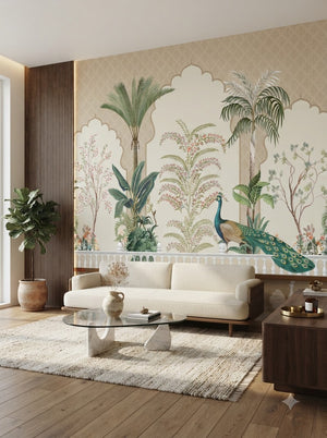 Customize Luxury Mughal Botanical Scenic Wallpaper ( pesting glue packet free inside)