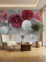 customize Luxury 3D Floral Rose Wallpaper ( sticking glue packet free inside )