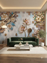 Customize Luxury 3D Floral Wallpaper ( pesting glue packet free inside )