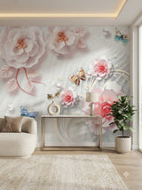 Customize Luxury 3D Floral Wallpaper ( pesting glue packet free inside )