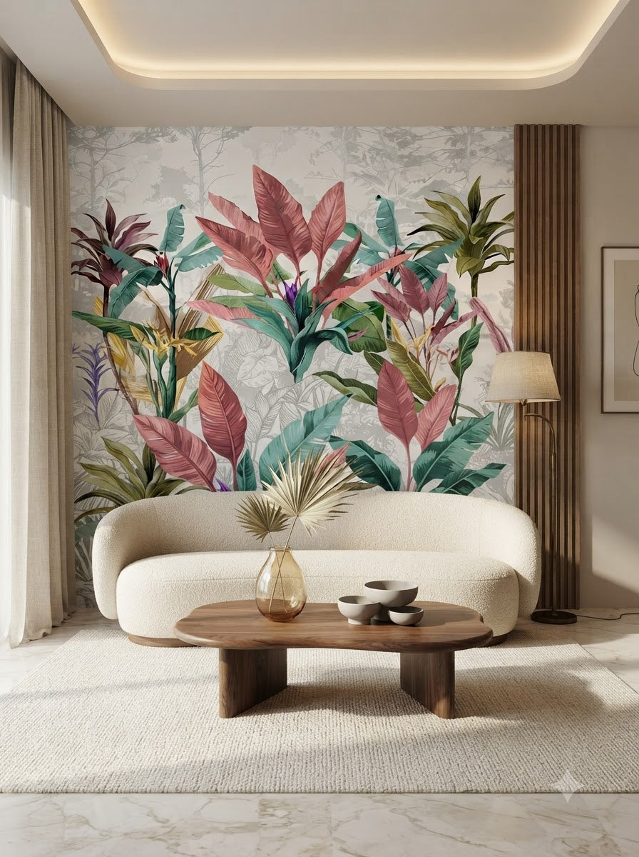 Customize Luxury Tropical Botanical wallpaper ( pesting glue packet free inside )