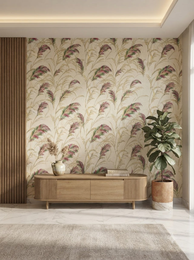 Premium Tropical Feather Botanical Wallpaper 57sqft ( sticking  glue packet free inside)