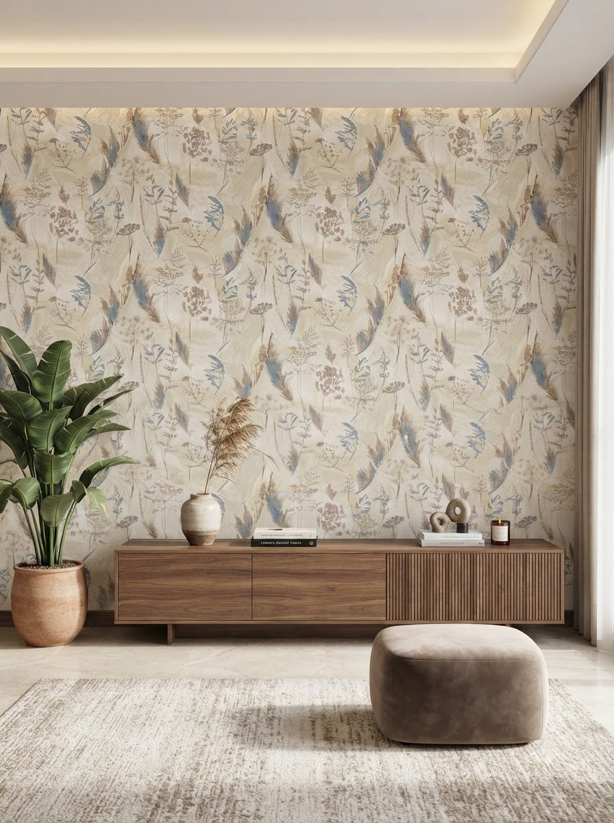 Luxury Botanical Feather Wallpaper 57sqft ( sticking  glue packet free inside)