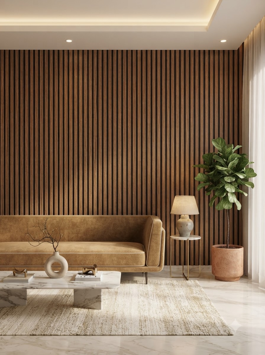 Modern Wooden Slat wallpaper 57sqft ( sticking  glue packet free inside)