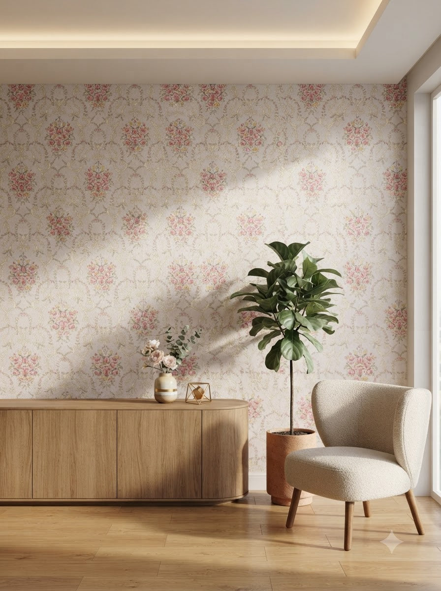 Elegant Floral Vintage Wallpaper –  Self adhesive sticker wallpaper 45*5mtr(22sqft covering)