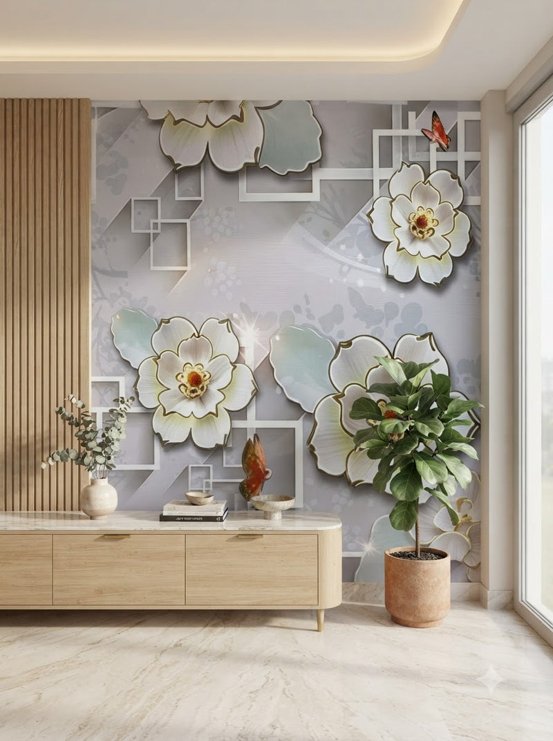 3D Floral Geometric Wallpaper –  Self adhesive sticker wallpaper 45*5mtr(22sqft covering) (Copy)