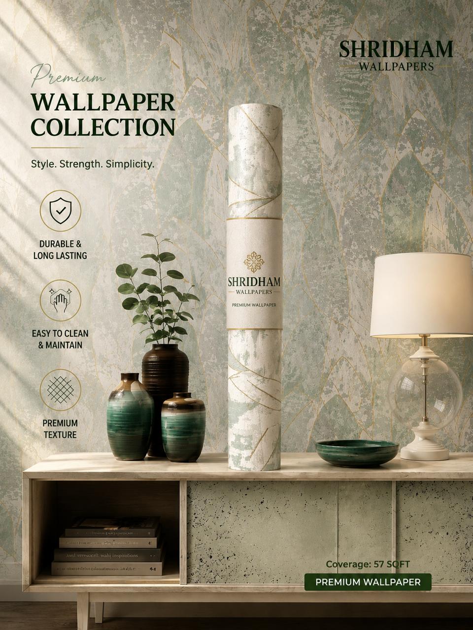 Luxury Botanical Abstract Wallpaper 57sqft ( sticking  glue packet free inside)