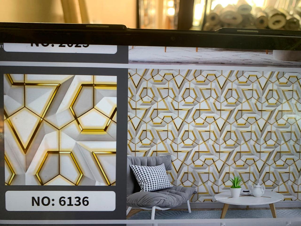 Luxury 3D Geometric Gold Wallpaper Description–  Self adhesive sticker wallpaper 45*5mtr(22sqft covering)