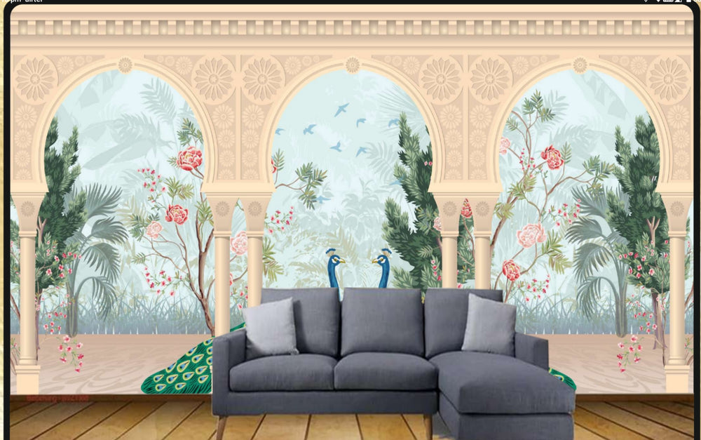 Customize Luxury Palace Garden Mural Wallpaper ( pesting glue packet free inside) (Copy)