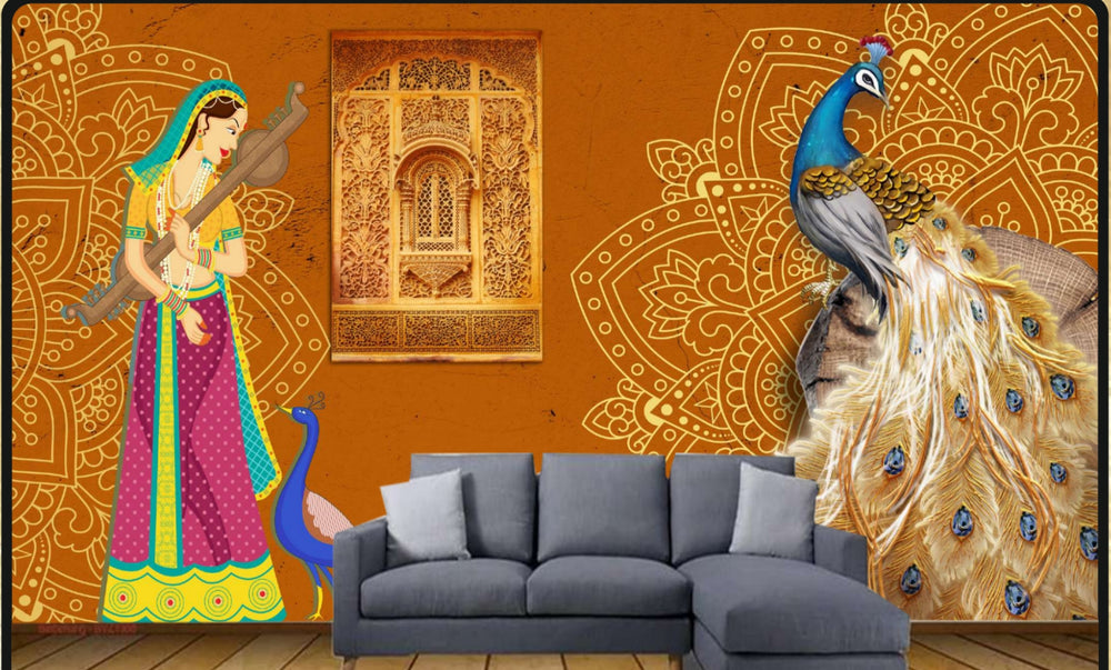 Customize royal Indian Heritage Wallpaper ( pesting glue packet free inside)