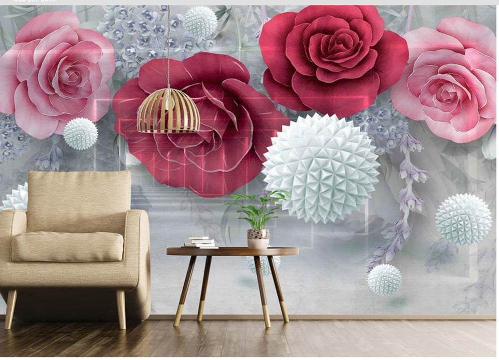 customize Luxury 3D Floral Rose Wallpaper ( sticking glue packet free inside )