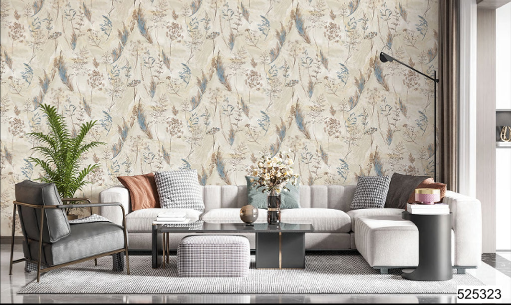 Luxury Botanical Feather Wallpaper 57sqft ( sticking  glue packet free inside)
