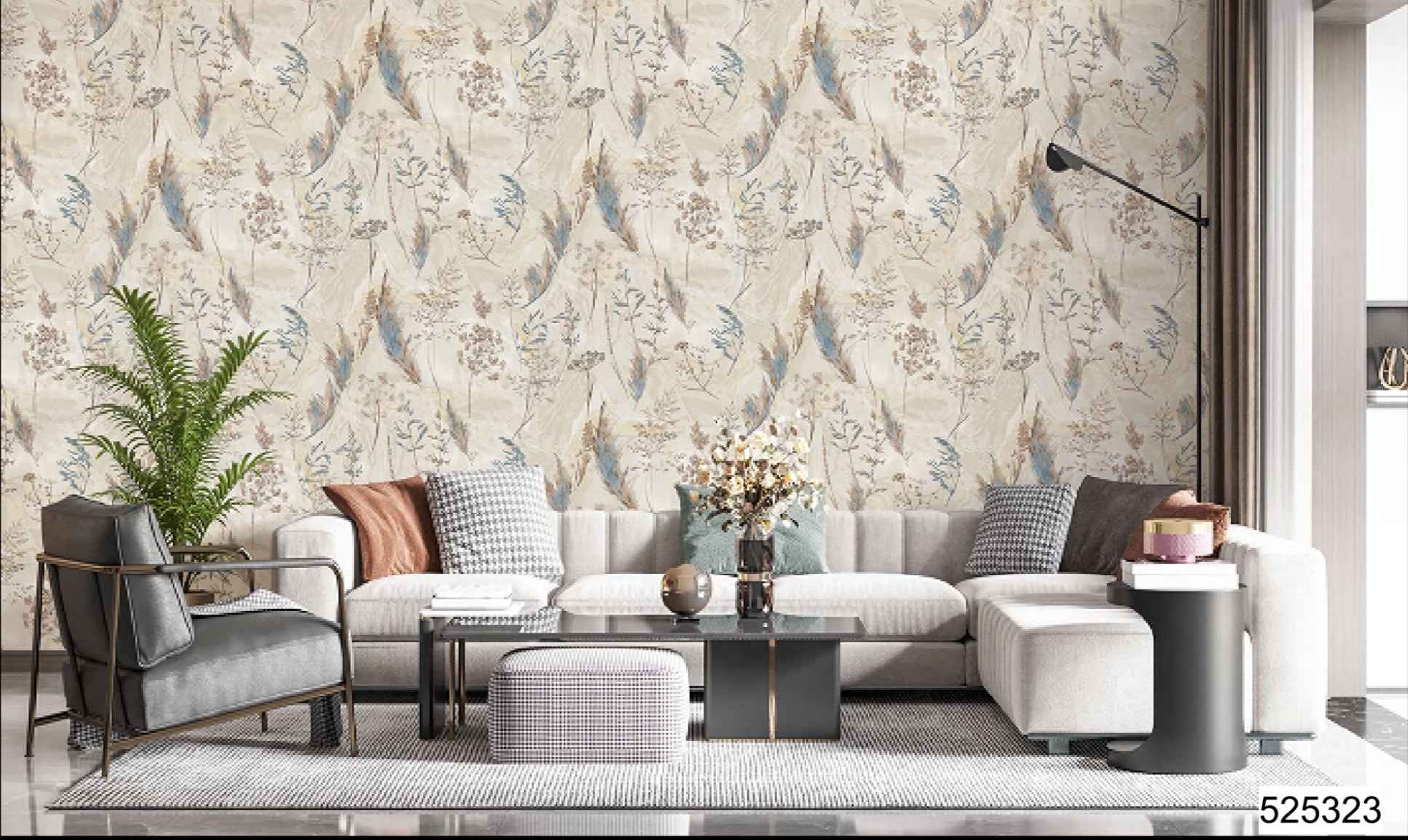 Luxury Botanical Feather Wallpaper 57sqft ( sticking  glue packet free inside)