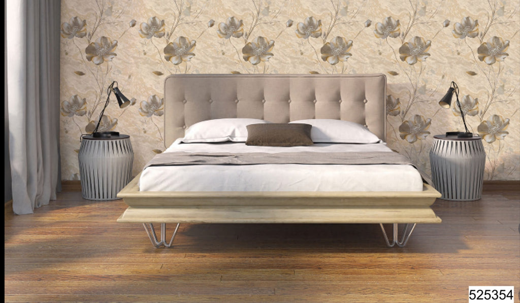 Luxury Floral Beige Wallpaper 57sqft ( sticking  glue packet free inside)
