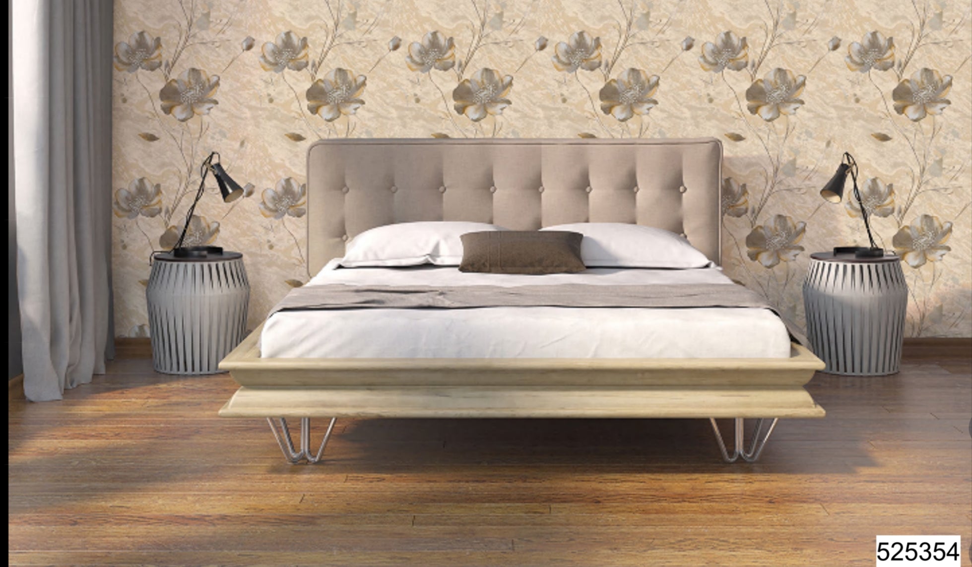 Luxury Floral Beige Wallpaper 57sqft ( sticking  glue packet free inside)