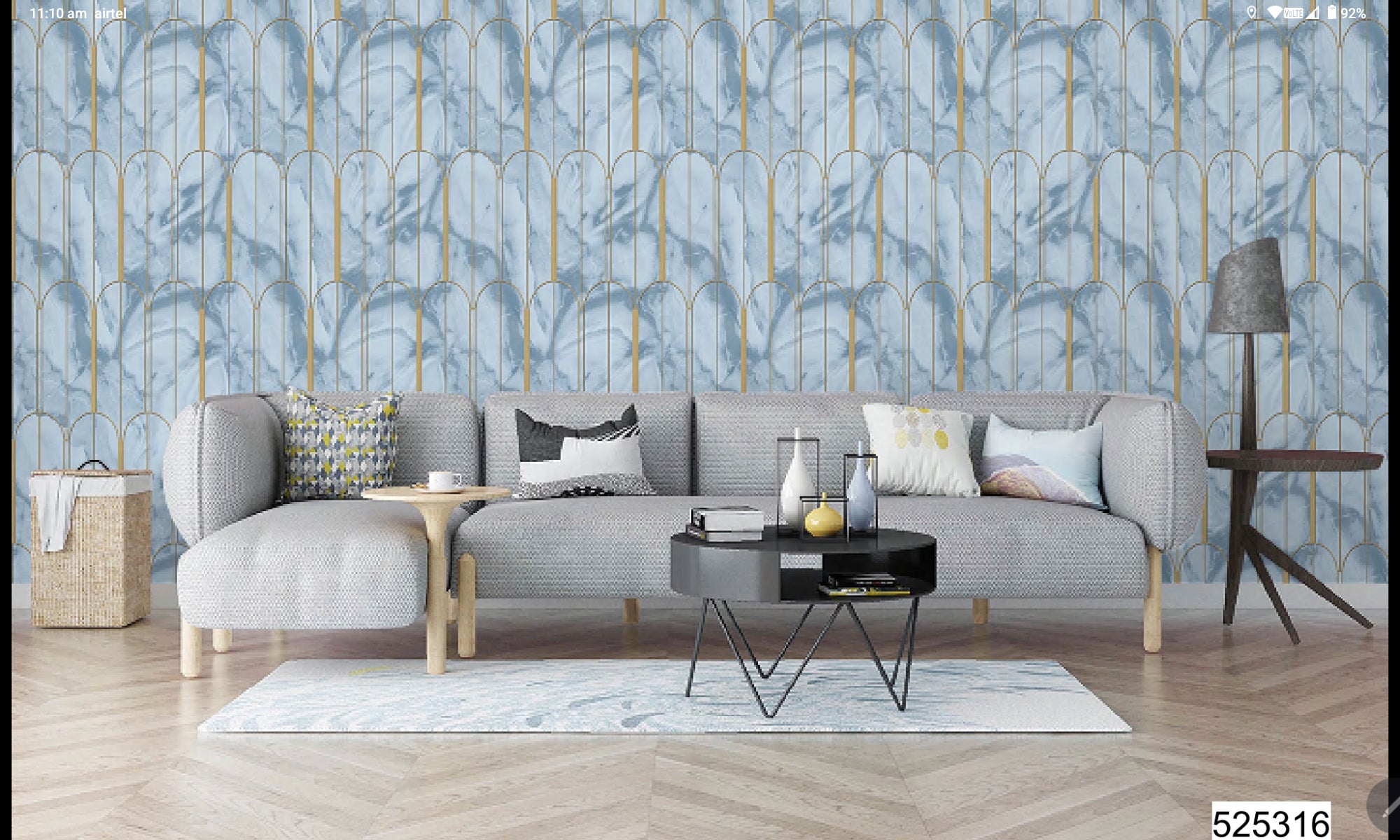 Luxury Blue Marble Geometric Wallpaper 57sqft ( sticking  glue packet free inside)