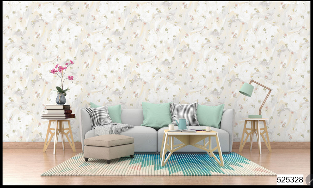 Wallpaper with floral design 57 sqft roll with sticking glue packet