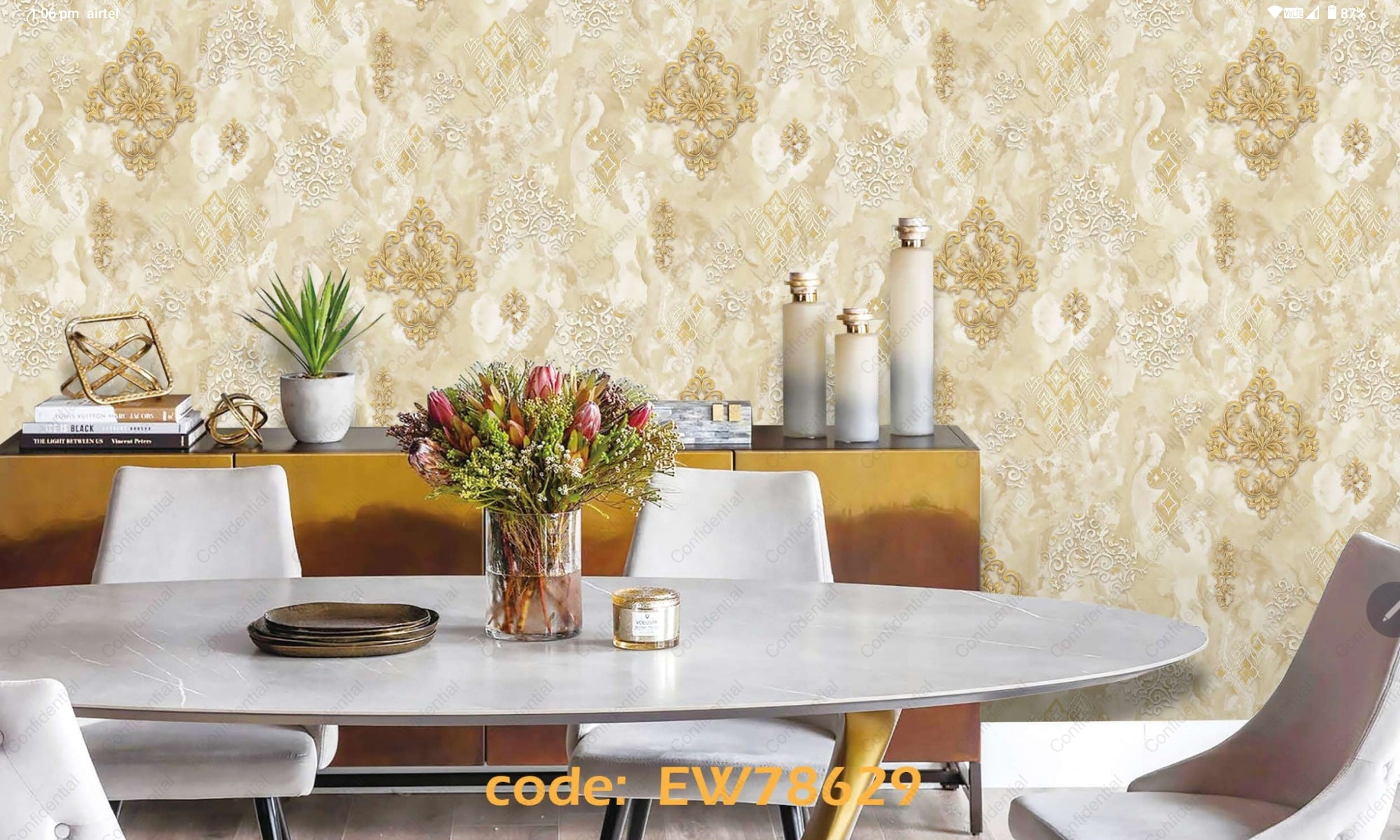 Premium Inspired Damask Wallpaper 57SQFT (sticking glue packet free )