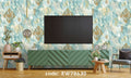 British palace theme elegant blue with golden design wallpaper 57sqft