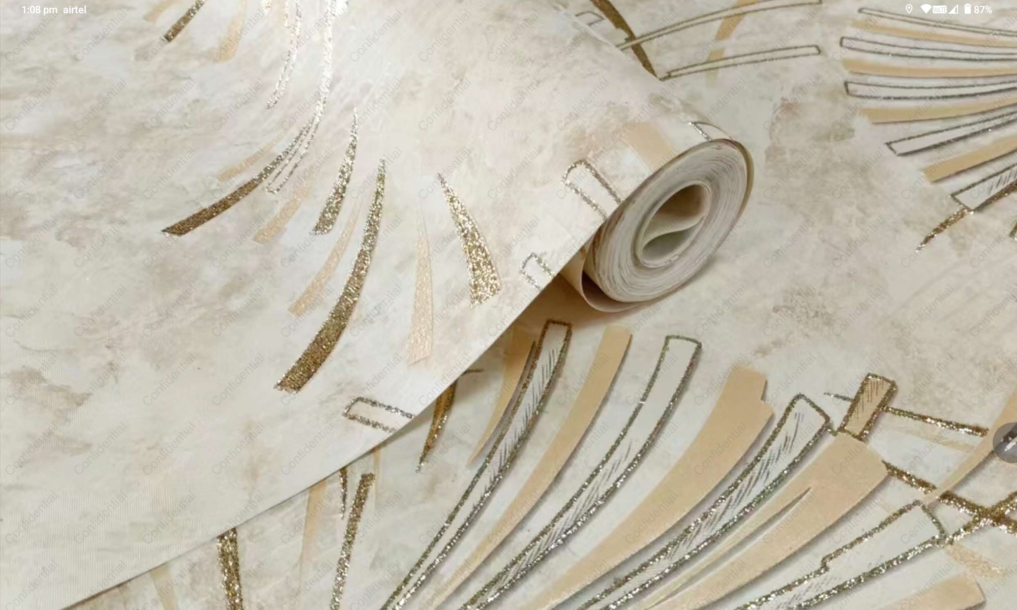 Luxury Golden Fan Leaf Wallpaper 57sqft ( sticking  glue packet free inside) (Copy)