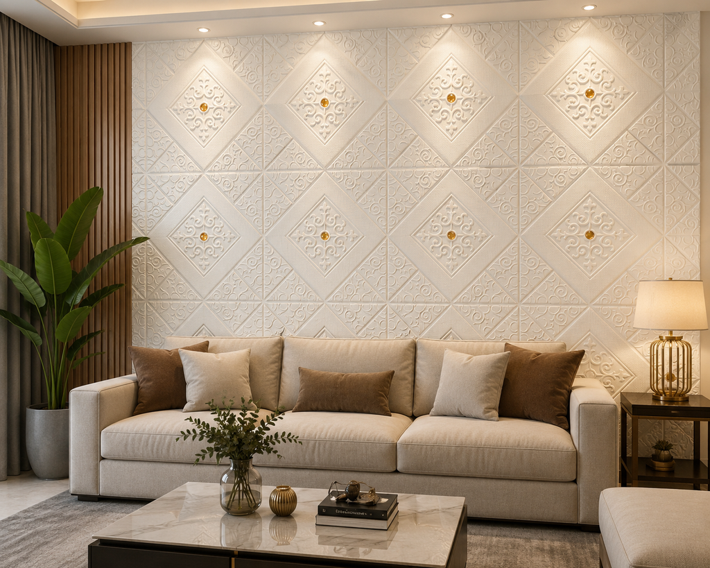 3D Self-Adhesive Foam Wall Panel -27 inch*27inch ( pack of 5 pc 25 Sqft)