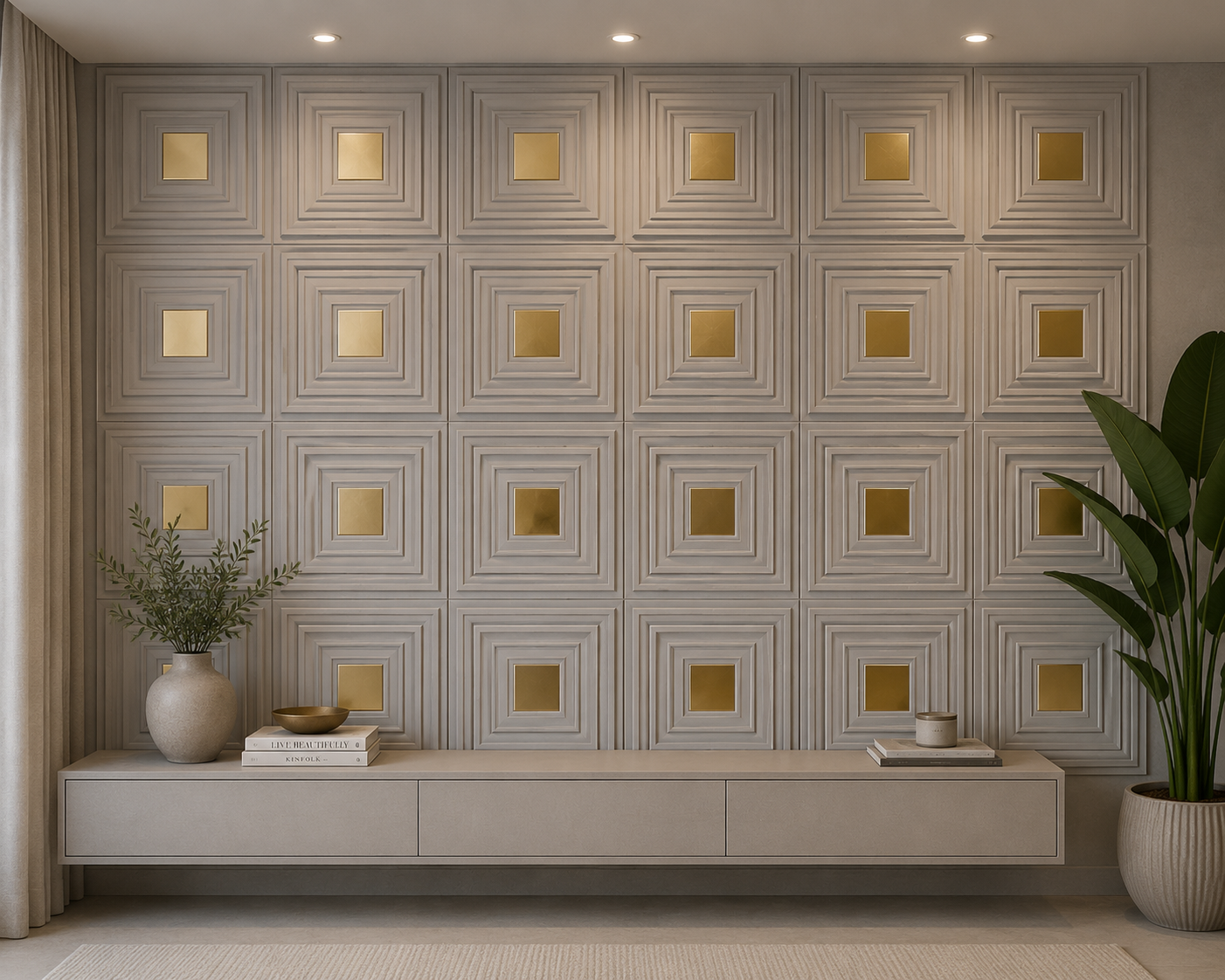 Modern 3D Fluted Decorative Wall Panel 2*2 (pack of 4)