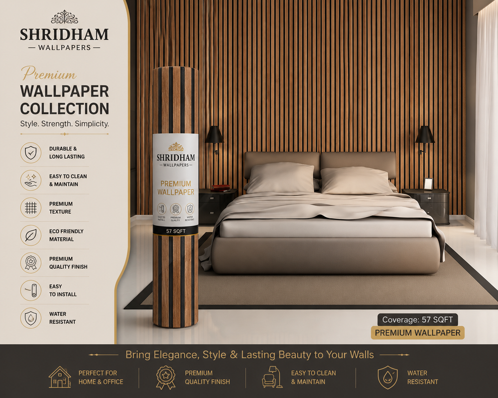 Modern Wooden Slat wallpaper 57sqft ( sticking  glue packet free inside)