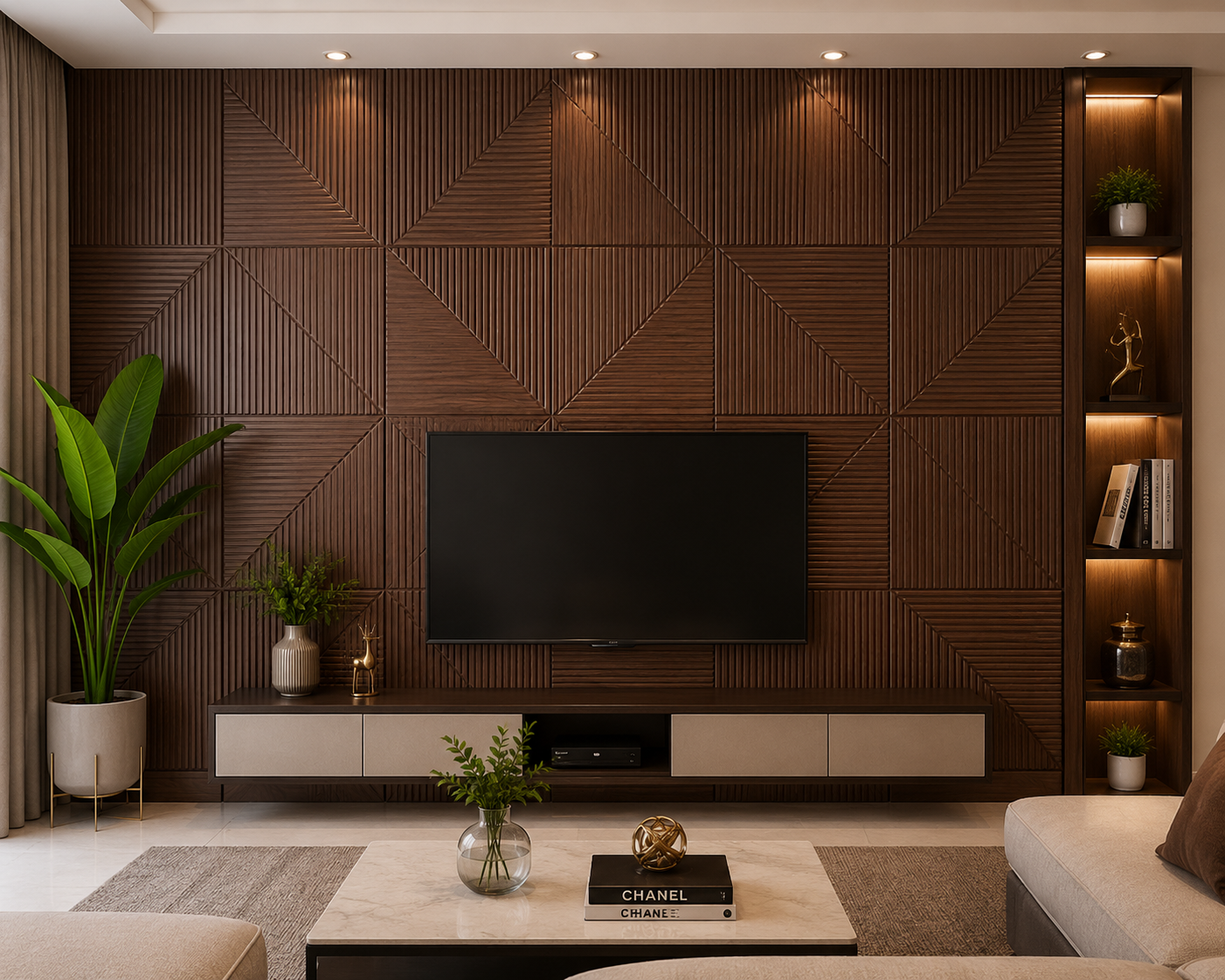 Modern 3D Walnut Fluted Decorative Wall Panel 2*2 (pack of 4)