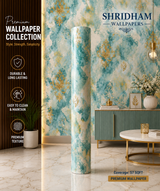 British palace theme elegant blue with golden design wallpaper 57sqft