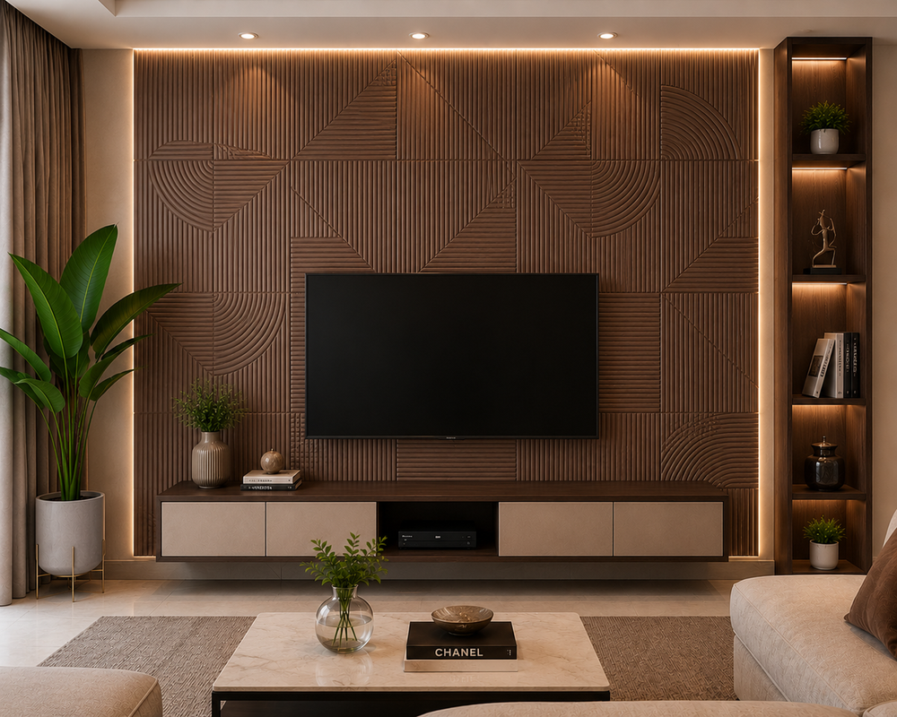 Modern 3D Walnut Fluted Decorative Wall Panel 2*2 (pack of 4)