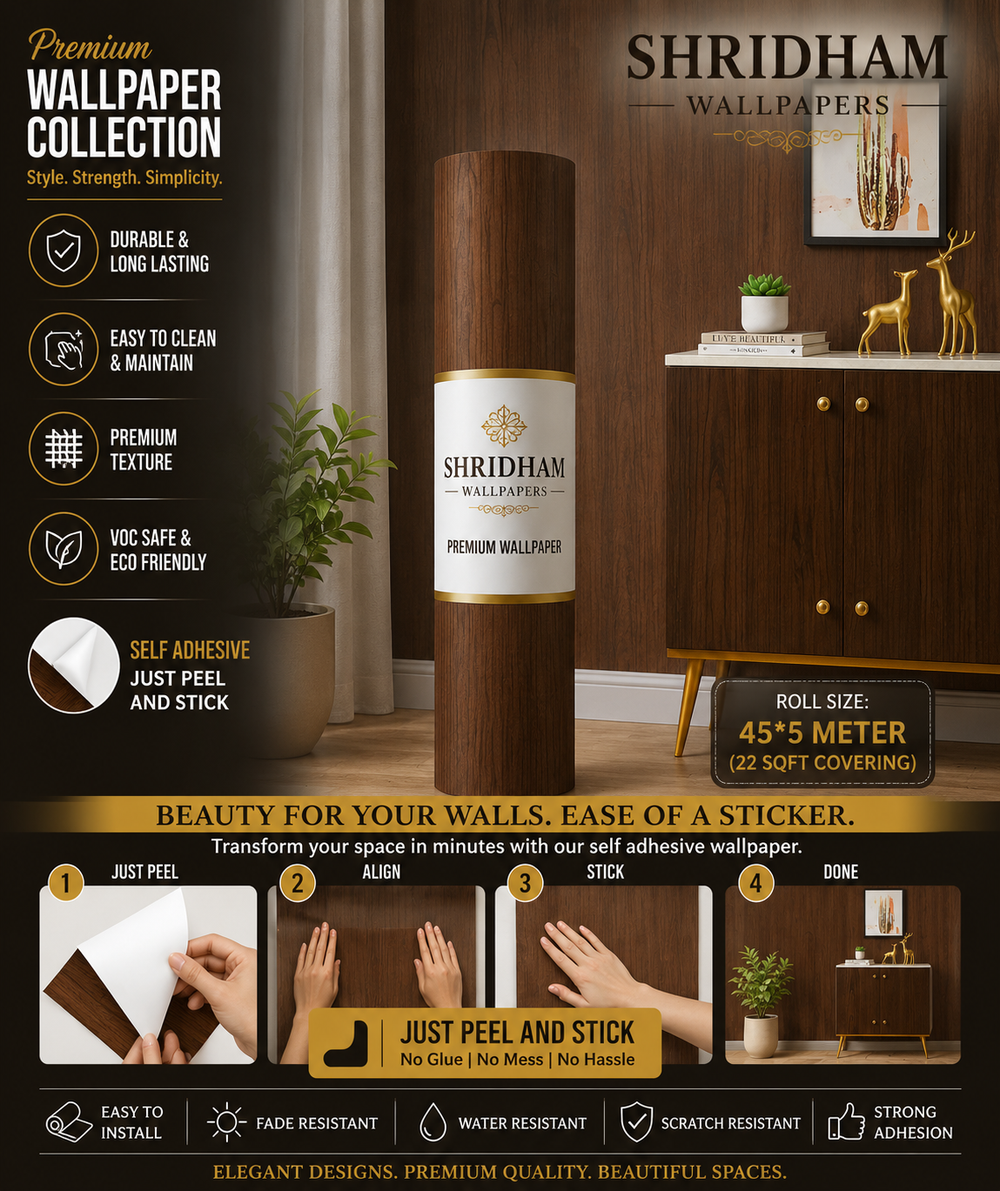 Classic Walnut Wood Grain –  Self adhesive sticker wallpaper 45*5mtr(22sqft covering)