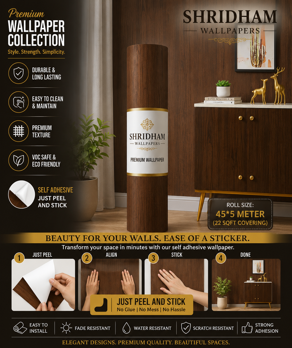 Classic Walnut Wood Grain –  Self adhesive sticker wallpaper 45*5mtr(22sqft covering)