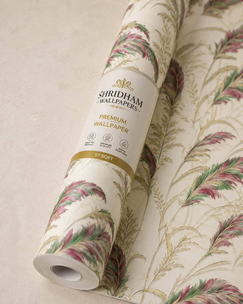 Premium Tropical Feather Botanical Wallpaper 57sqft ( sticking  glue packet free inside)