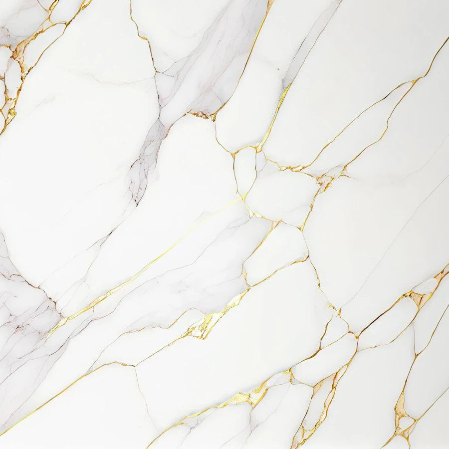 3D Luxury Marble Wall Mural – Gold & White Stone Wallpaper